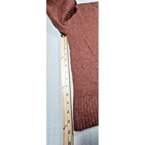 Poetry Cashmere Sweater Women’s 14 Brown Slim Funnel Neck Pullover Quiet Luxury - Picture 9 of 16